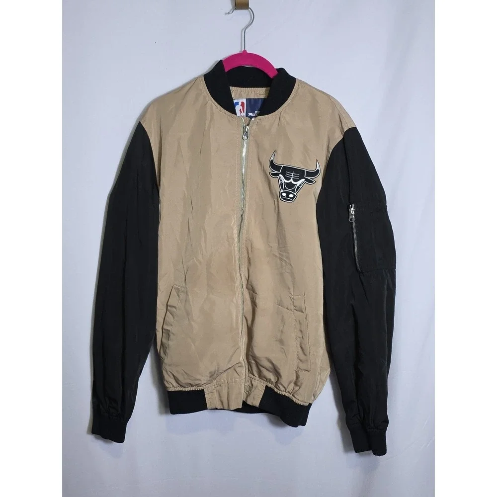 Chicago Bulls Bomber Jacket - Light Weight Khaki Black Color‎ by JH Design - NBA